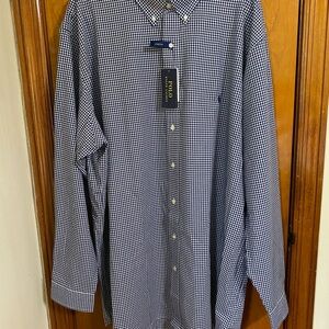 NWT Men’s Polo Ralph Lauren cotton blend blue checkered button down stretch 2XLT